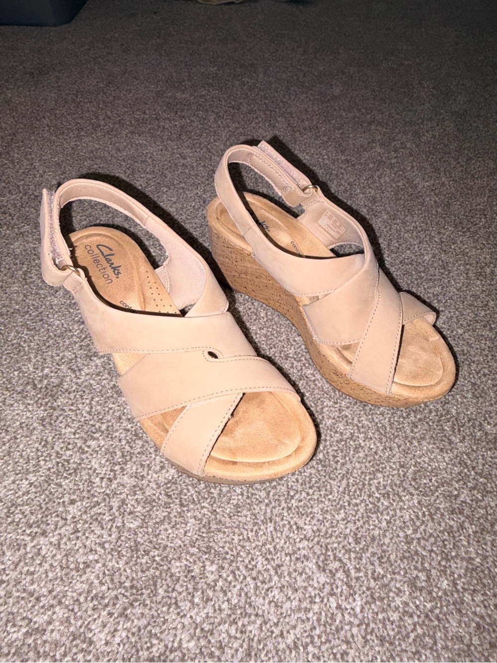 Clarks Nude Wedge Sandals